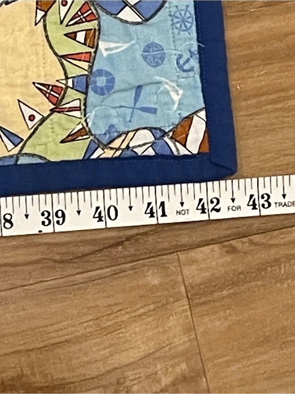 Handmade Nautical Theme Red White Blue Cottage Core 32.5” X 42.5” Baby Quilt